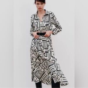 Zara Satin Belted Shirt Dress